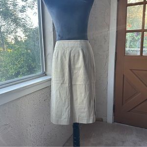 🦋 Ann Taylor Stretch Beige Knee Length Side Slits Office Pencil Skirt